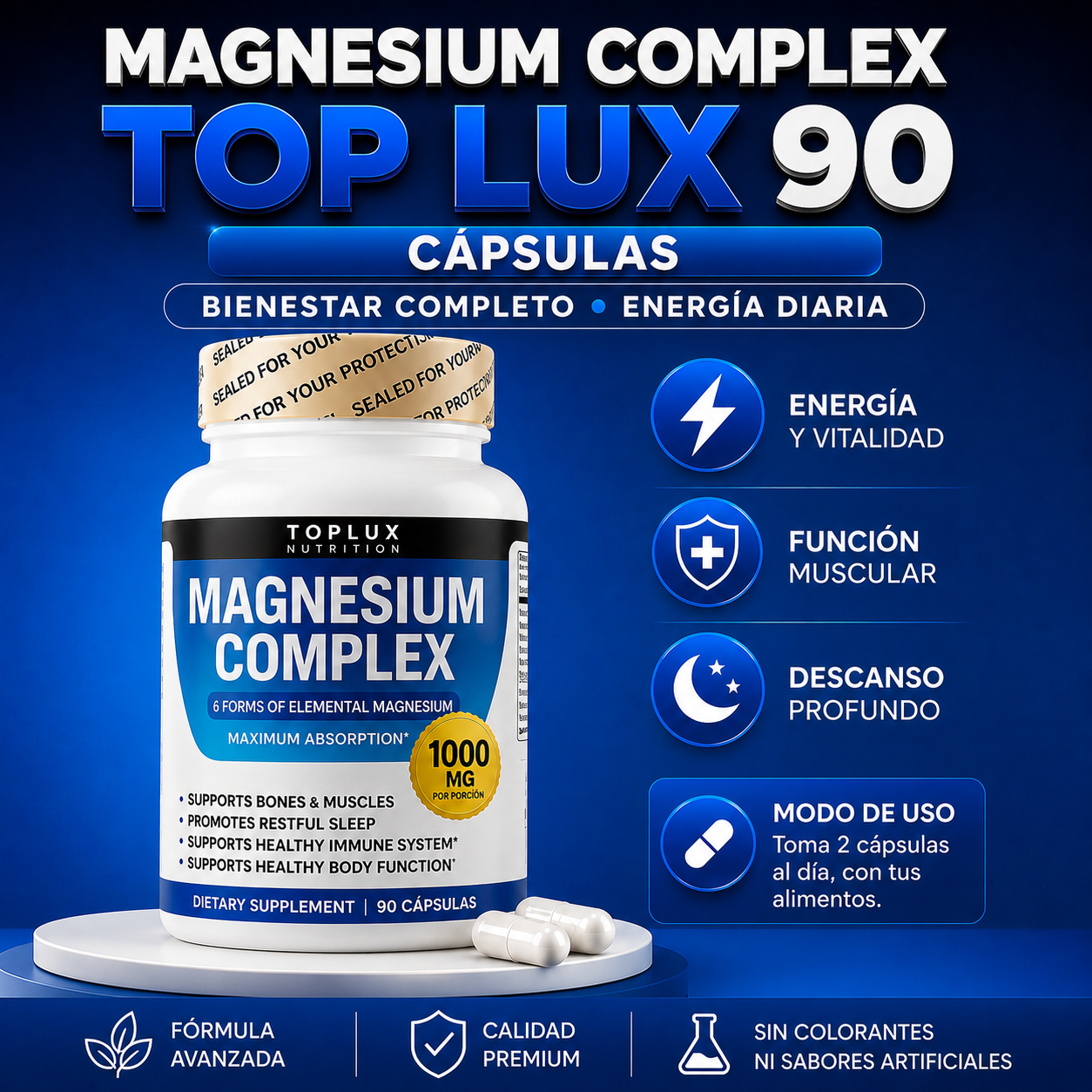 Magnesium Complex 8 en 1 Top Lux 90 cápsulas