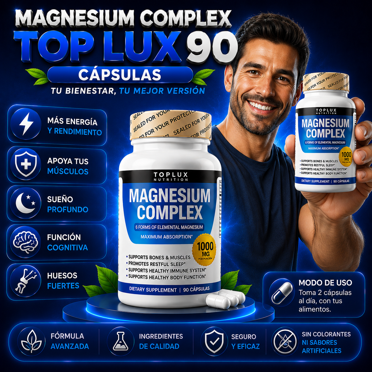 Magnesium Complex 8 en 1 Top Lux 90 cápsulas